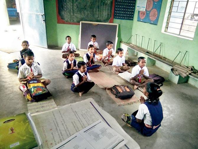 The zilla parishad school in Gadchiroli’s Mauja Dholdongari village has only two rooms, and runs classes for students between Std 1 to 5 through the day