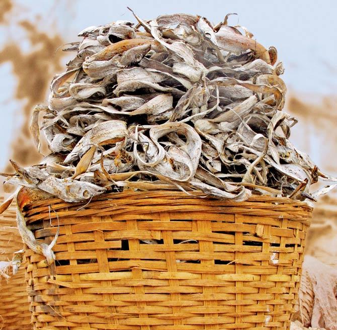 A basket of dried fish