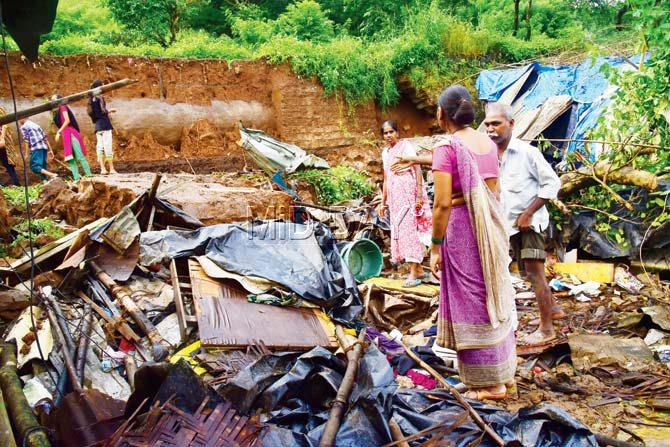 The retaining wall, which had been constructed to protect the shanties situated on the hillock in the event of a landslide, collapsed following Friday’s downpour