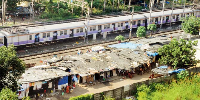 Squatters have taken over the land running parallel to the tracks between Malad and Kandivli