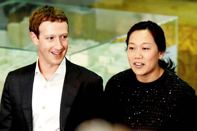 Mark and Priscilla Chan’s new initiative has funded Byju. Pic/AFP