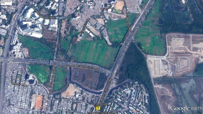 Aerial view of the suggested plot at Kanjurmarg