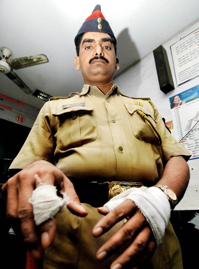 Kalyan cop Raghunath Randhive was injured during an attack in 2008. File pic