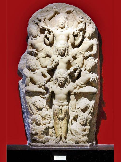 Heptad from Parel: A mid-sixth century seven-bodied colossal stele of Siva found in Parel in 1931 during a road-building activity. It is now a part of the CSMVS collection. The sculpture is stylistically akin to those in the main cave at Elephanta