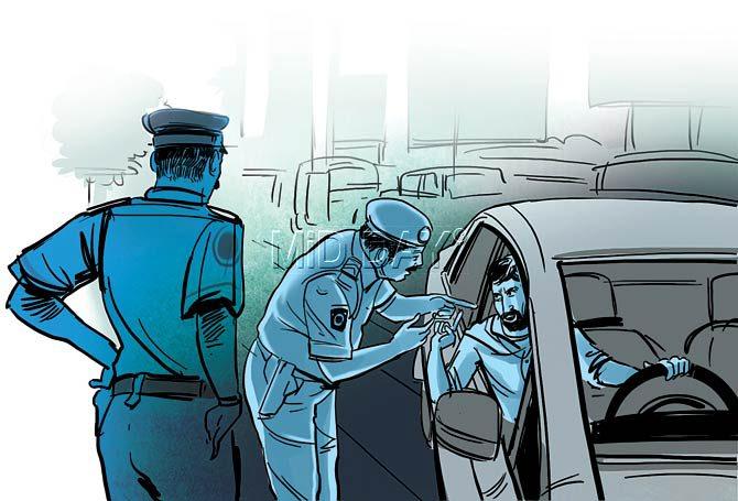 As soon as he arrives there, the cops ask Khan to step out of the vehicle. He tells them that the car belongs to his father, but they take him to the police station
