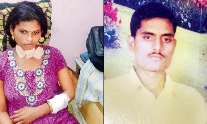 24-year-old Suvarna Shingote was stabbed in the neck and on her hand by her husband (right) Ramesh Shingote