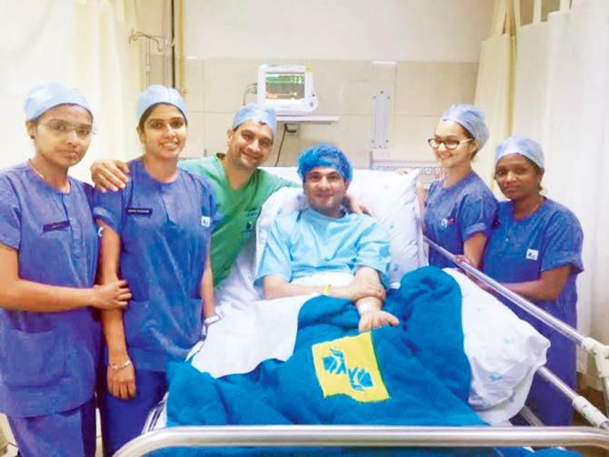 Vikas Khanna in the hospital after the operation