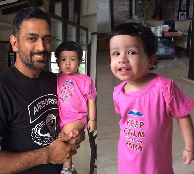 Pretty in Pink: MS Dhoni poses with Ziva