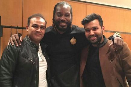 Super centurions: Sehwag, Gayle and Rohit in one candid pic!
