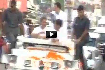 Watch Video: Shoe hurled at Rahul Gandhi during road show in UP