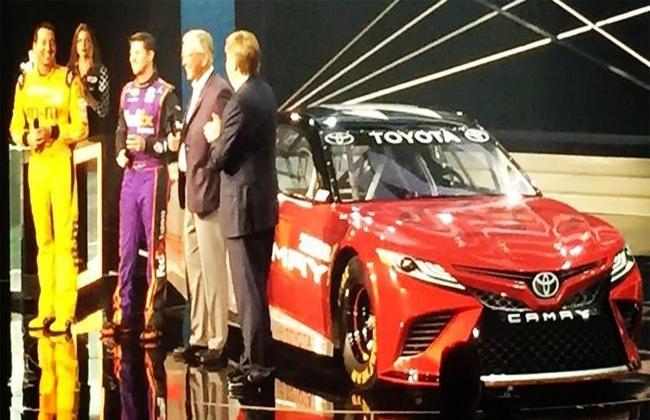 NASCAR picture shows 2018 Toyota Camry with an aggressive face