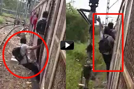 Watch Video: Students perform life-threatening stunts on Mumbai local