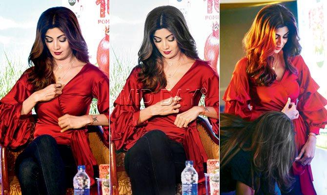 Shilpa Shetty looks a tad uncomfortable at an event in Mumbai