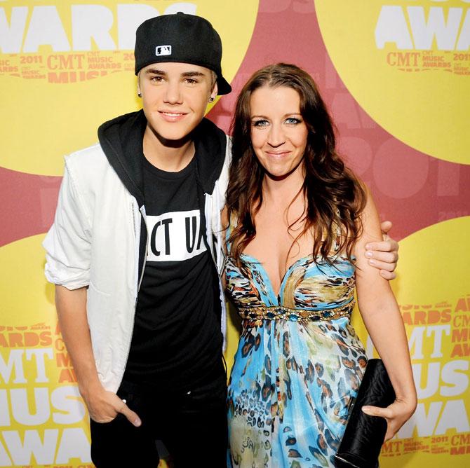 Justin Bieber with mother, Patricia Mallette. Pic/Getty Images