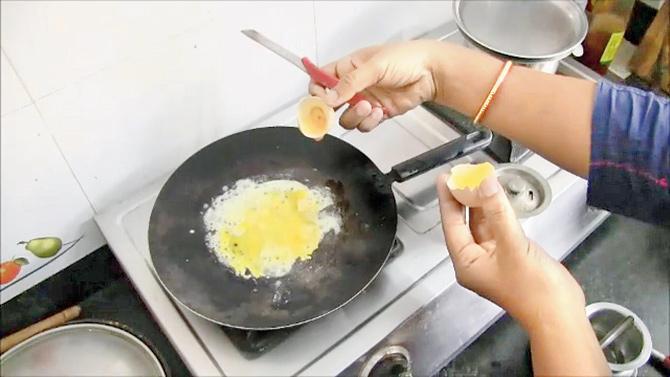 The yolk seemed to be stuck to the shell and the egg to the pan