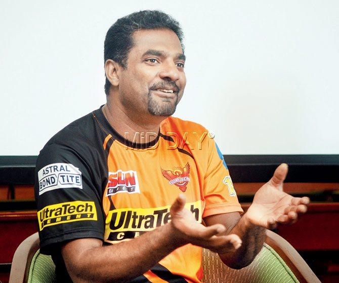Sunrisers Hyderabad bowling coach Muttiah Muralitharan. Pic/Datta Kumbhar