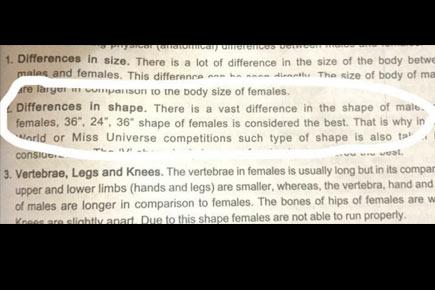 36-24-36 'best' shape for females? Class 12 textbook body shames women
