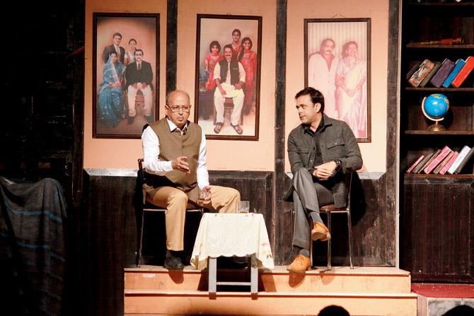 Sumeet Raghavan (right) with Gururaj Avadhani in a still from the play that is based on Steig Larsson
