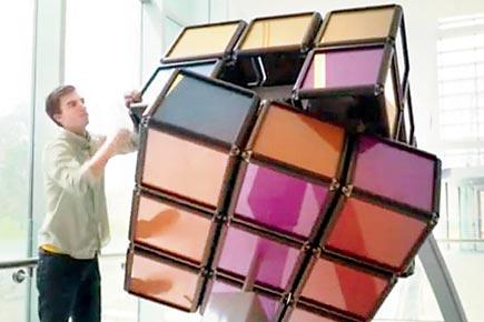 Michigan students unveil world's largest stationary Rubik's cube