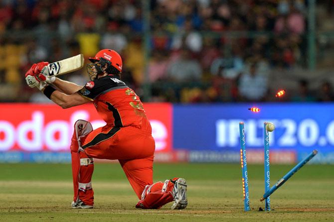 Royal Challengers Bangalore batsman Shane Watson is bowled out for 18 runs during the 2017 Indian Premier League