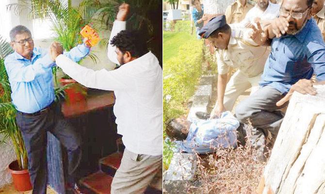 Gaikwad attempts to fend off the attackers until cops came to his defence