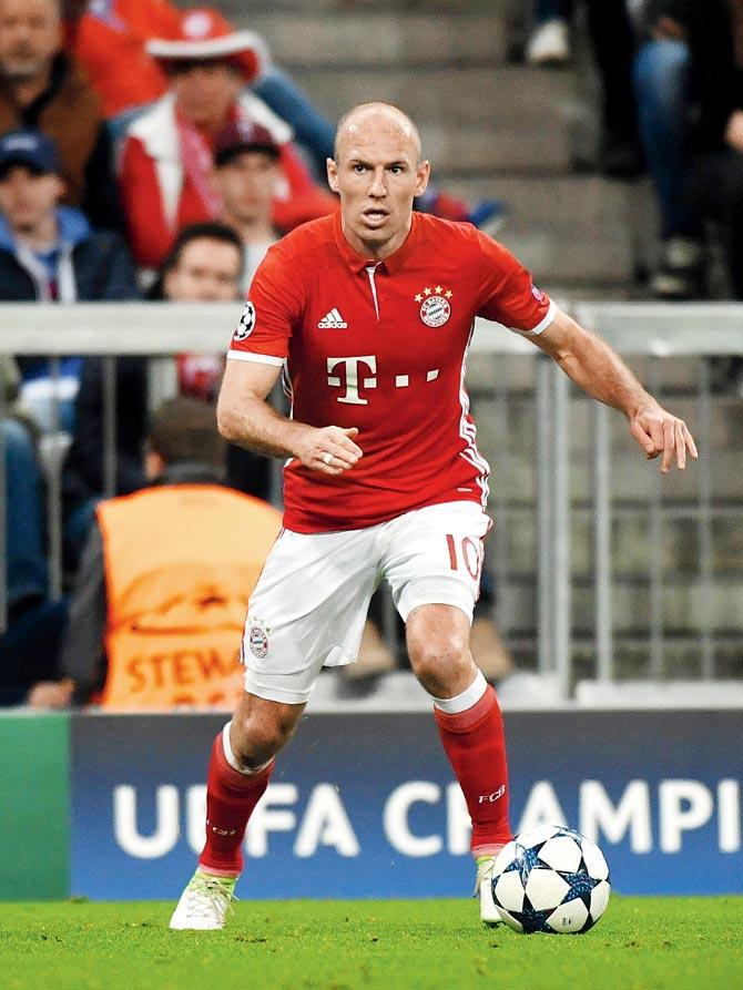 Bayern’s Arjen Robben during the Champions League quarter-final first-leg encounter against Real Madrid recently. Pic/Getty Images
