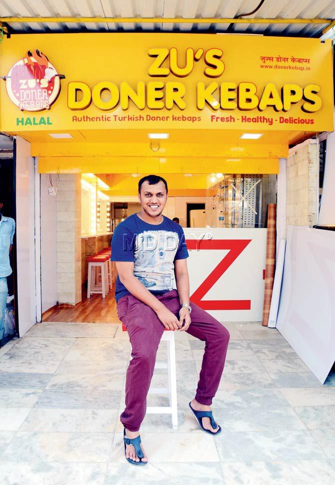 Zubair Ah at the Lokhandwala outlet of the eatery. Pic/Satej Shinde