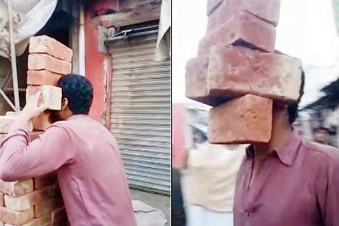 Watch video: Pakistan man lifts six bricks with his teeth