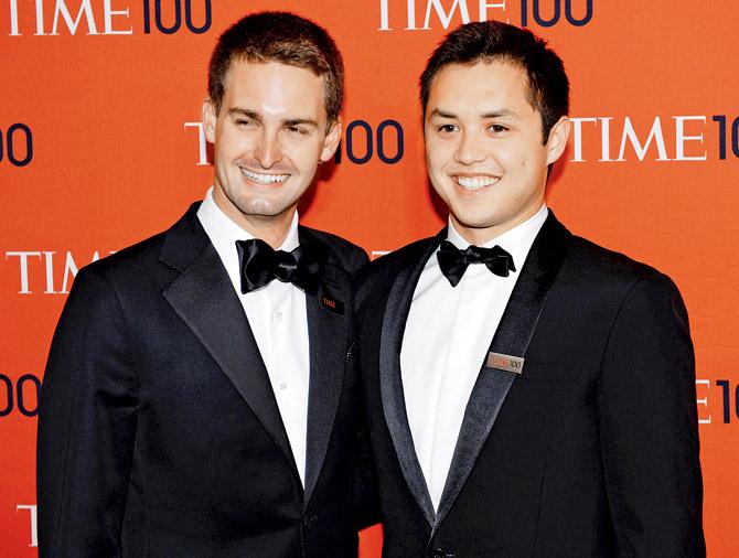 Snapchat co-founders Evan Spiegel (L) and Bobby Murphy. Thousands of us uninstalled the app after Spiegel allegedly called India a poor country. Pic/AFP