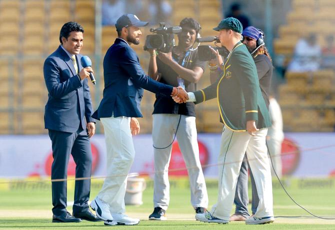 Virat Kohli and Steve Smith shake hands before the toss for the second Test match in Bengaluru. The four-match series ended with accusations and controversies from both sides, even as both captains were at the centre of the action. Smith