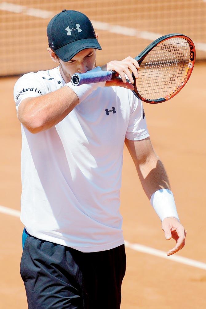 Andy Murray during his semi-final match against Dominic Thiem in Barcelona on Saturday. Pic/AFP