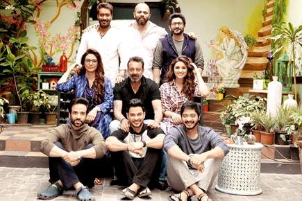 Surprise visit! Sanjay Dutt meets Tabu and 'Golmaal Again' team on the sets