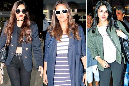 Spotted: Sonam Kapoor, Neha Dhupia and Sunny Leone at Mumbai airport