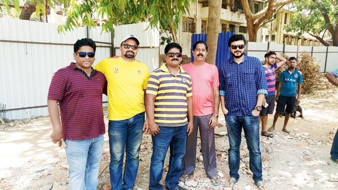 (From left) Cilfred Pereira, Shreyas Khanolkar, Godfrey Periera, Sandip Palkar and Ajit Parab visit Purandare stadium to lend support 