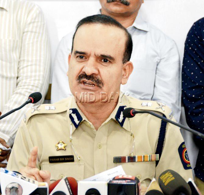 Param Bir Singh, CP, Thane, at a press conference on Saturday