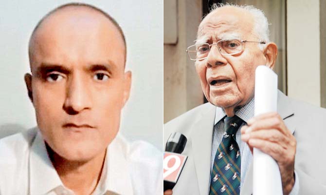 Ram Jethmalani says he wants to read the charge against Kulbhushan Jadhav (left) and know the evidence on which Pakistan has acted