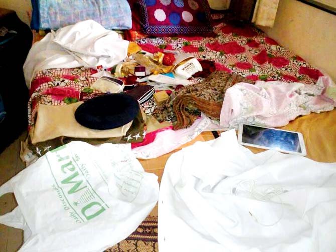 The ransacked residence of assistant police inspector Vilas Pujari