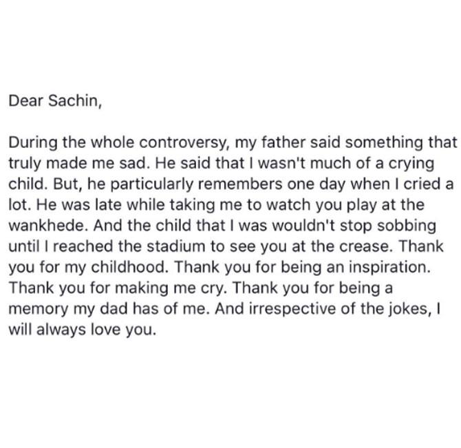 Tanmay Bhat writes heartfelt letter to Sachin Tendulkar, regrets Snapchat joke
