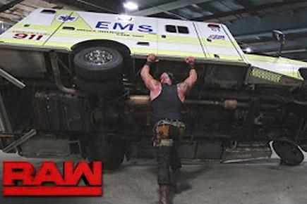 WWE Raw: Braun Strowman overturns ambulance with injured Roman Reigns in it!
