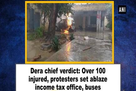 Gurmeet Ram Rahim Singh verdict: Protesters set ablaze income tax office, buses