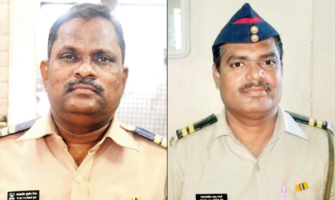 GRP Constable Aabasaheb Kengar and (right) GRP Police Naik Balasaheb Narale