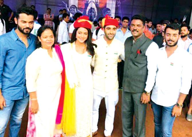 Aadar Jain and Aanya Singh with the Sarnaik family