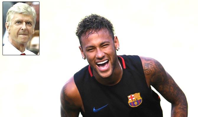 Neymar. (Inset) Arsenal manager Arsene Wenge. Pics/AFP