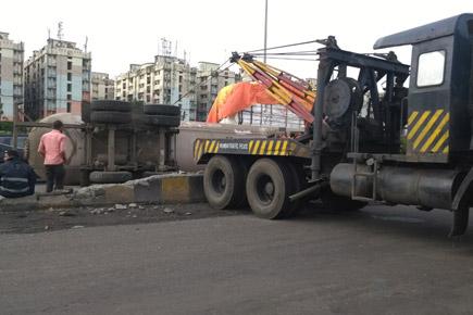 Pothole causes tanker to topple on Sion-Panvel highway, stalls traffic 