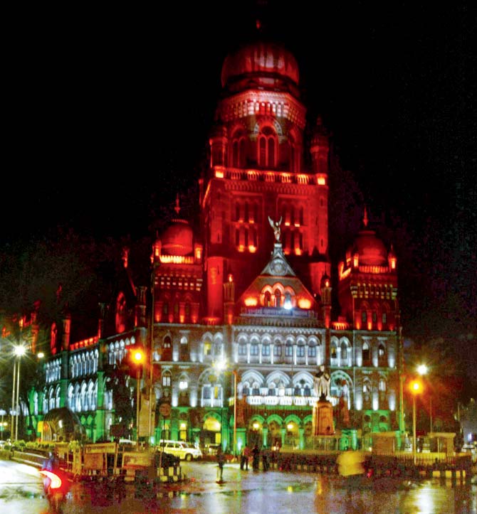 The BMC headquarters all lit up to mark 125 years since its construction