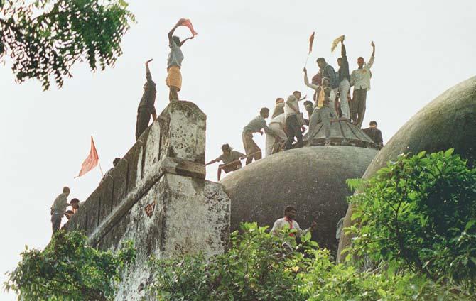 Fundamentalists at the Babri Masjid in Ayodhya. File pic