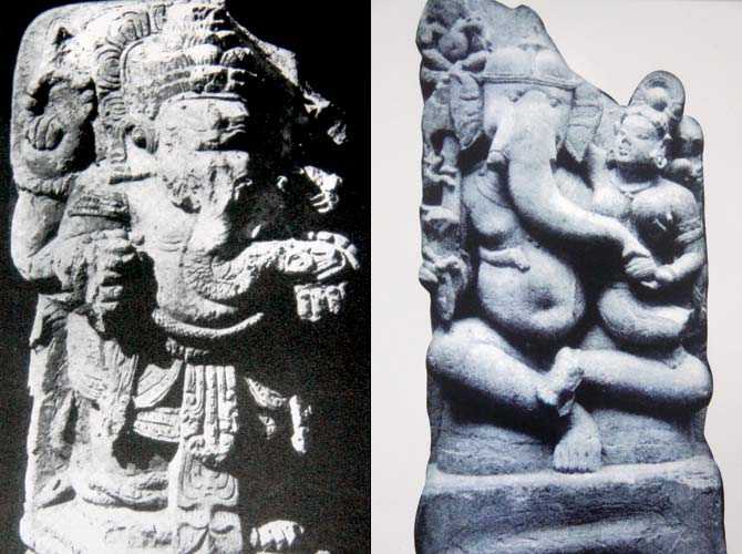 A Balinese Ganesha (right) Ganesha in an evolved avatar with Shakti: Bhumra (Madhya Pradesh)