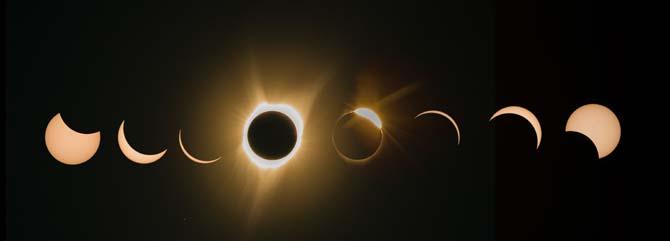 A composite image of the total solar eclipse seen from the Lowell Observatory Solar Eclipse Experience in Madras, Oregon. Pic/AFP
