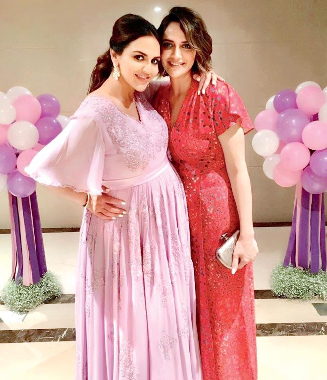 Esha and Ahana Deol at the baby shower