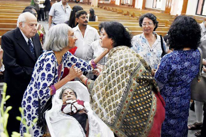 Paying their last respects to Eunice de Souza at her funeral at the St Anthony